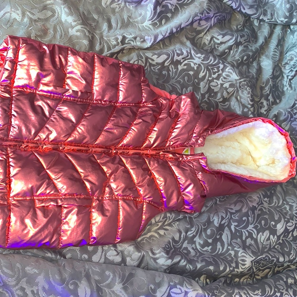 Pink shiny puffer vest
